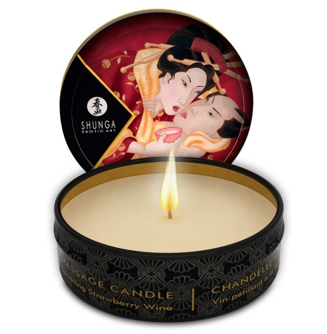 SHUNGA - MINI CARESSE AUX CHANDELLES FRAISES ET BOUGIE DE MASSAGE CAVA 30 ML