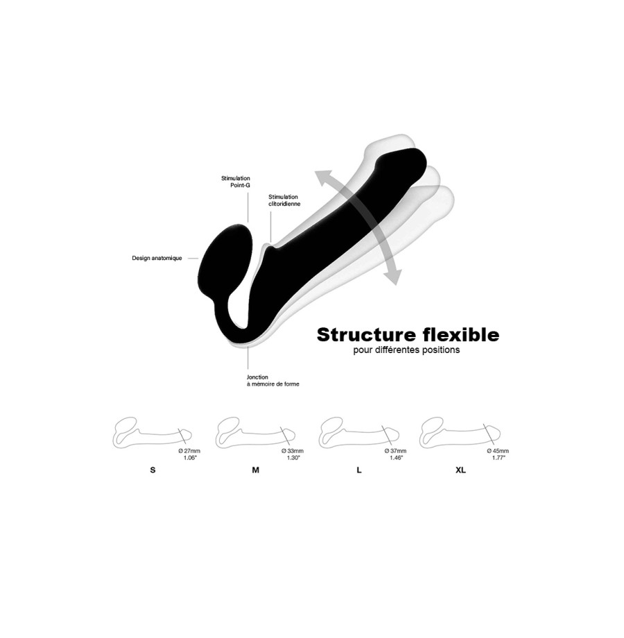 Gode ceinture strap-on noir XL