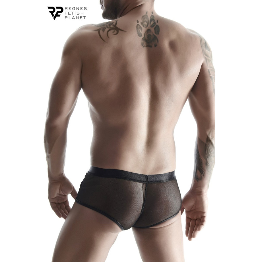 Boxer noir wetlook et mesh - Regnes