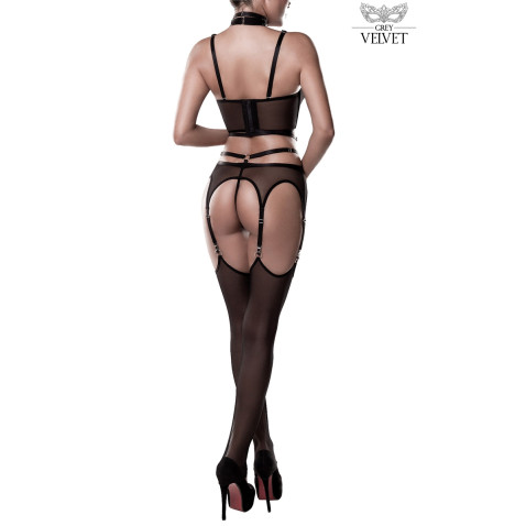 Set sexy fetish harnais et voile - Grey Velvet