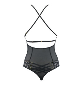 Body string tulle et dentelle noir V-10100 - Axami