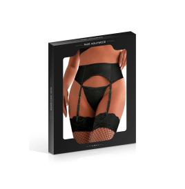 Porte-jarretelles wetlook avec string noir