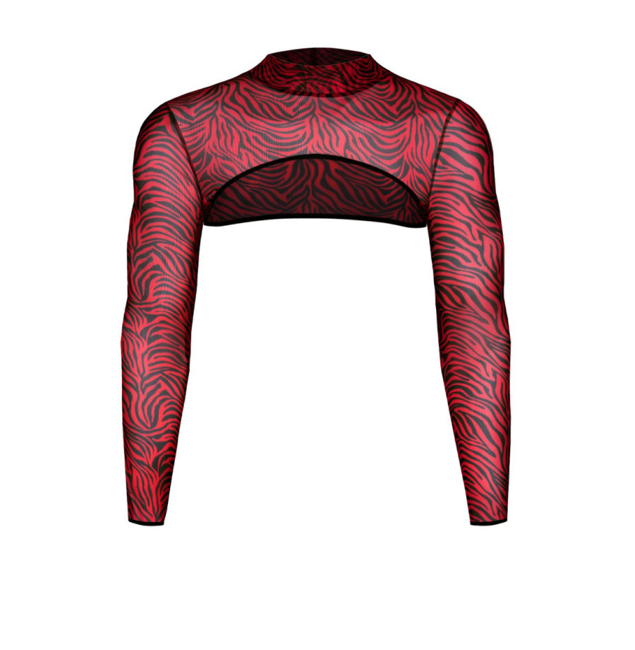 Crop top tulle zébré rouge et noir - Regnes