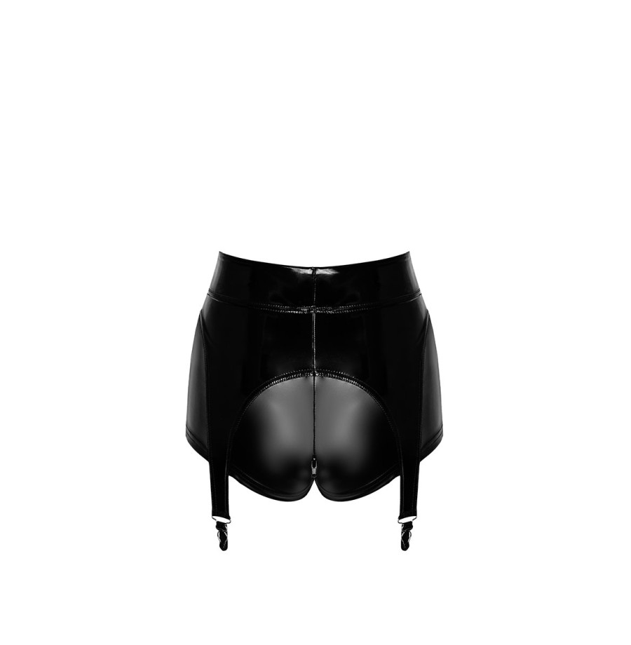 Short à jarretelles Glam F325 vinyle et wetlook