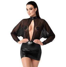 Mini robe Opium F348 wetlook et tulle