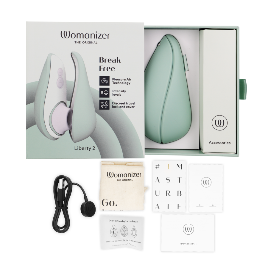 WOMANIZER - LIBERTY 2 STIMULATEUR & VENTOUSE CLITORIS VERT CLAIR WOMANIZER - LIBERTY 2 STIMULATEUR & VENTOUSE CLITORIS VERT CLAIR