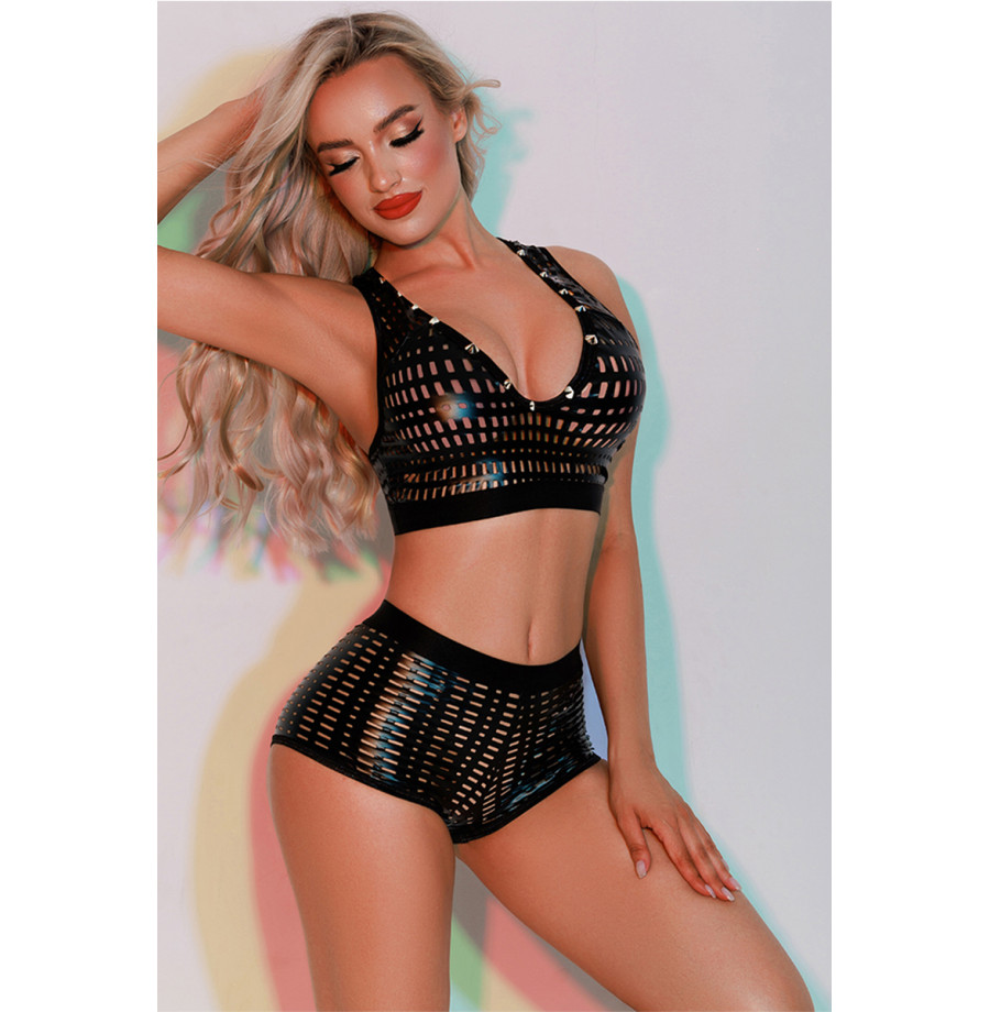 Ensemble Top et Shorty noir - J Lingerie