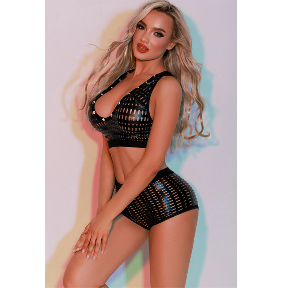 Ensemble Top et Shorty noir - J Lingerie