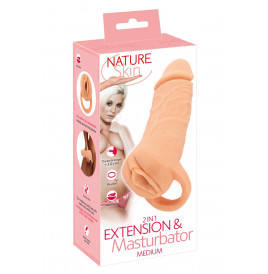 Masturbateur et extension de pénis  18,5 cm - Nature Skin