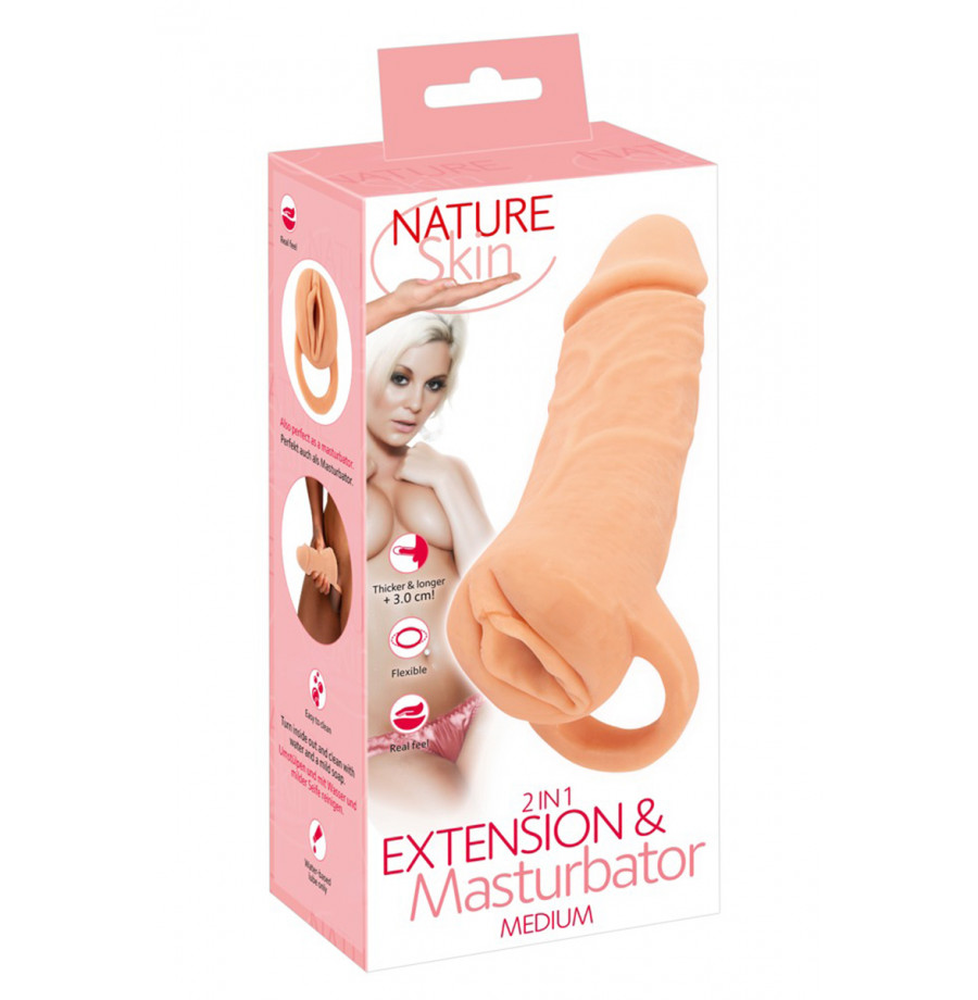 Masturbateur et extension de pénis  18,5 cm - Nature Skin