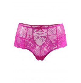 Tanga lacé dentelle taille haute Rose - Litolu Lingerie