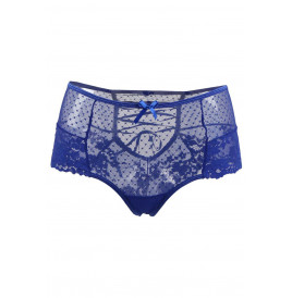 Tanga lacé dentelle taille haute Bleu - Litolu Lingerie