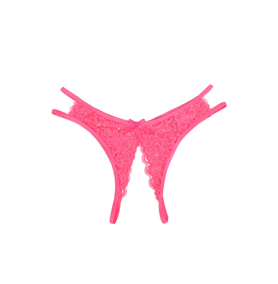 String ouvert dentelle Rose - Litolu Lingerie