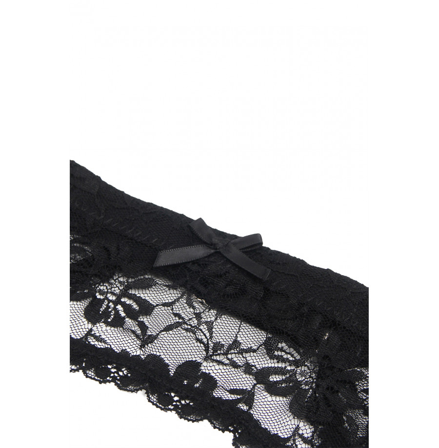 Porte-jarretelles et string Noir - Litolu Lingerie