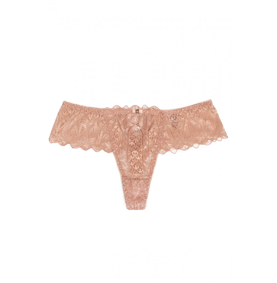 String dentelle dos lacé Rose - Litolu Lingerie