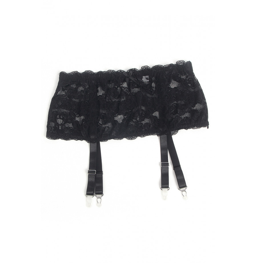 Porte-jarretelles dentelle large Noir - Litolu Lingerie