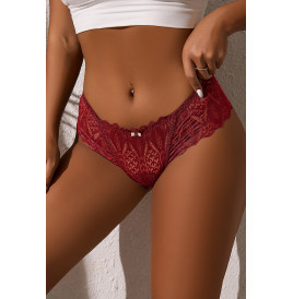 String dentelle dos lacé Bordeaux - Litolu Lingerie
