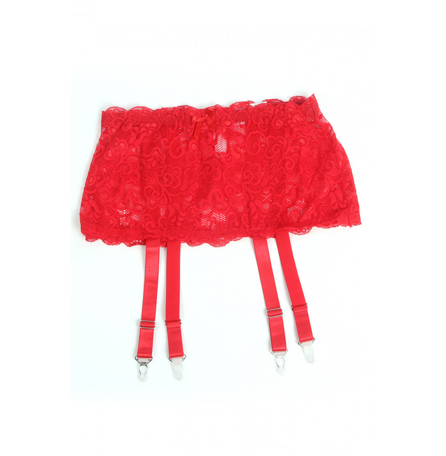 Porte-jarretelles dentelle large Rouge - Litolu Lingerie