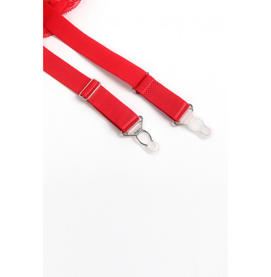 Porte-jarretelles dentelle large Rouge - Litolu Lingerie