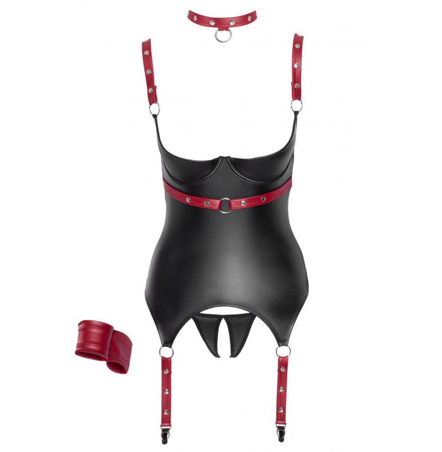 Ensemble ouvert avec collier et menottes - Cotelli Bondage