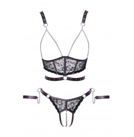 Ensemble ouvert 3 pièces noires - Cotelli Bondage 