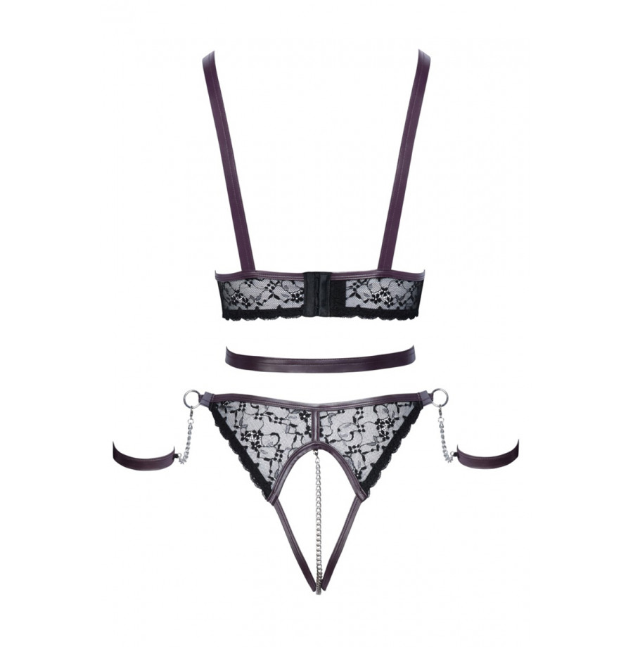 Ensemble ouvert 3 pièces noires - Cotelli Bondage 