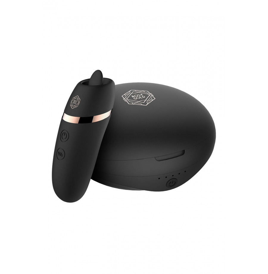 Stimulateur 2 en 1 avec langue vibrante - Rosy Gold