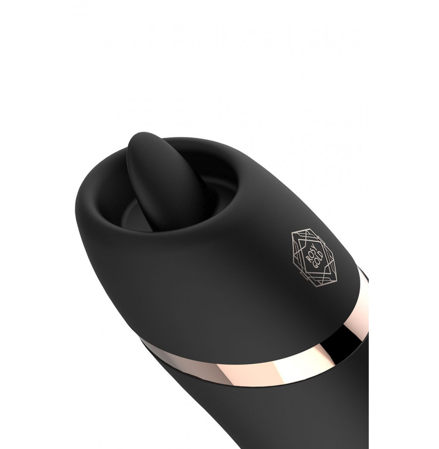 Stimulateur 2 en 1 avec langue vibrante - Rosy Gold