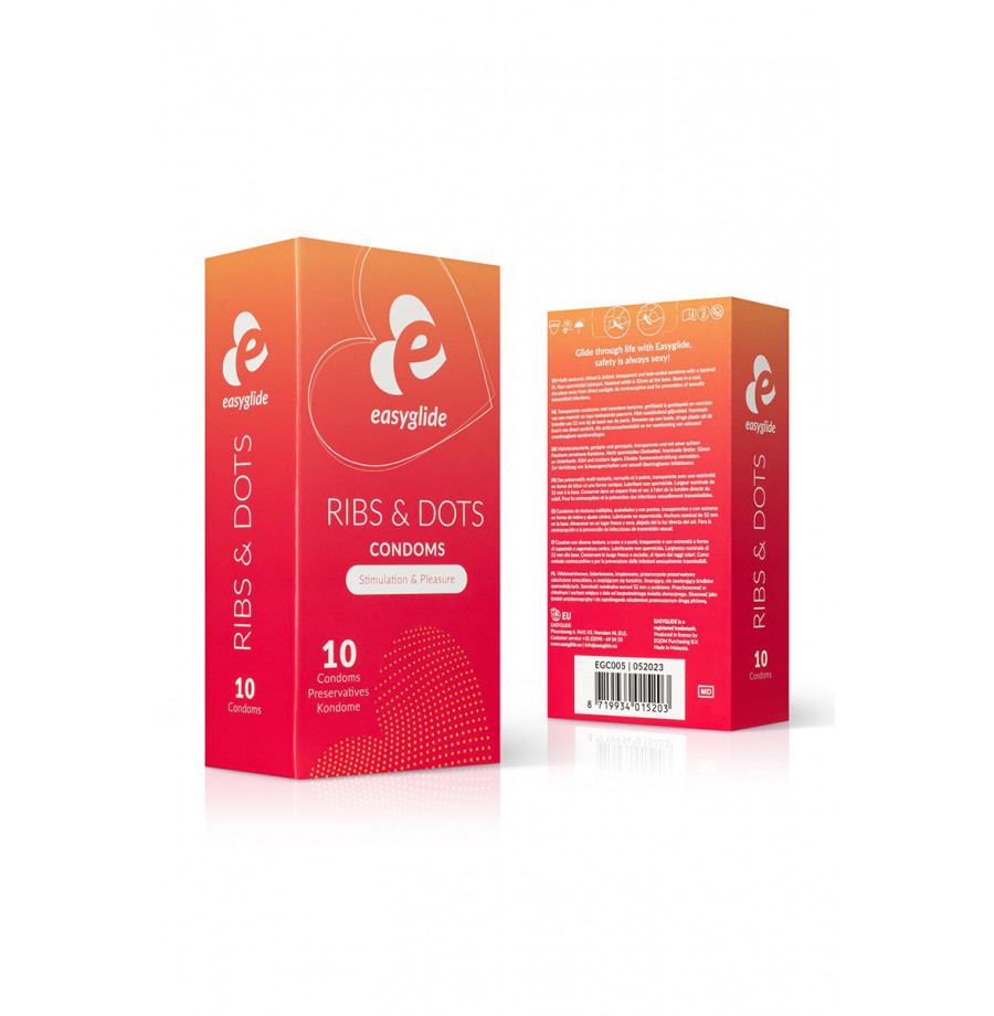 10 préservatifs Ribs and Dots - EasyGlide