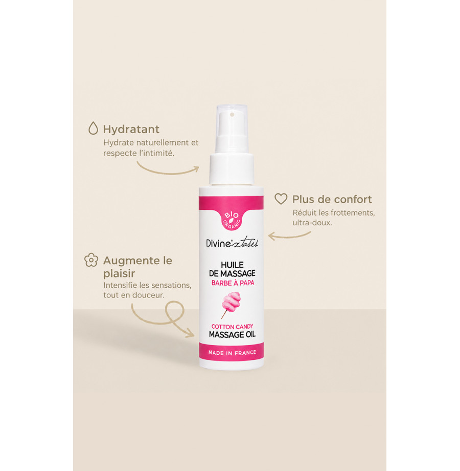 Huile de massage BIO barbe à papa - Divinextases