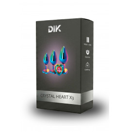3 plugs coeur Crystal Heart métal arc-en-ciel - DIK
