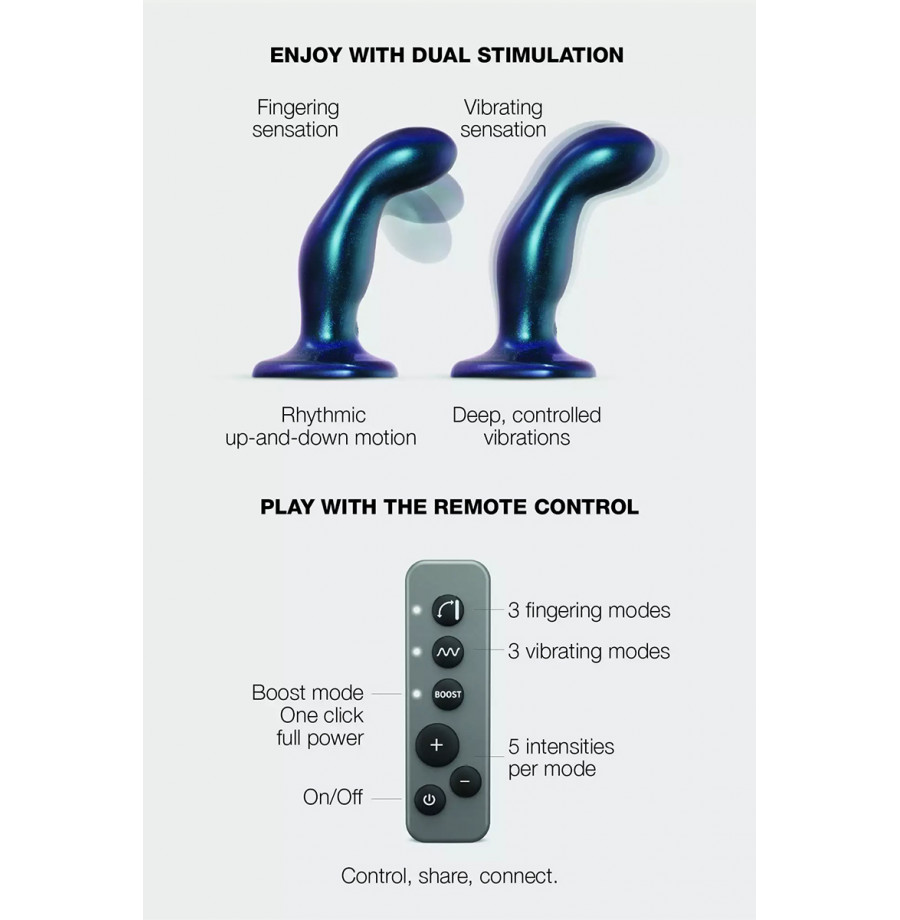 Dildo fingering et vibrant bleu - Strap On Me