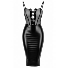 Robe mi-longue Do Not Disturb F408 - Noir Handmade