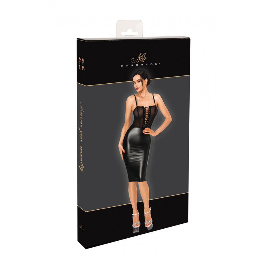 Robe mi-longue Do Not Disturb F408 - Noir Handmade