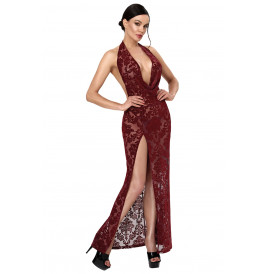Robe longue Masquerade F424 - Noir Handmade
