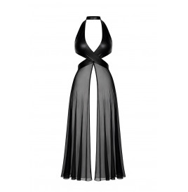 Robe longue fendue Do not Disturb F412 - Noir Handmade