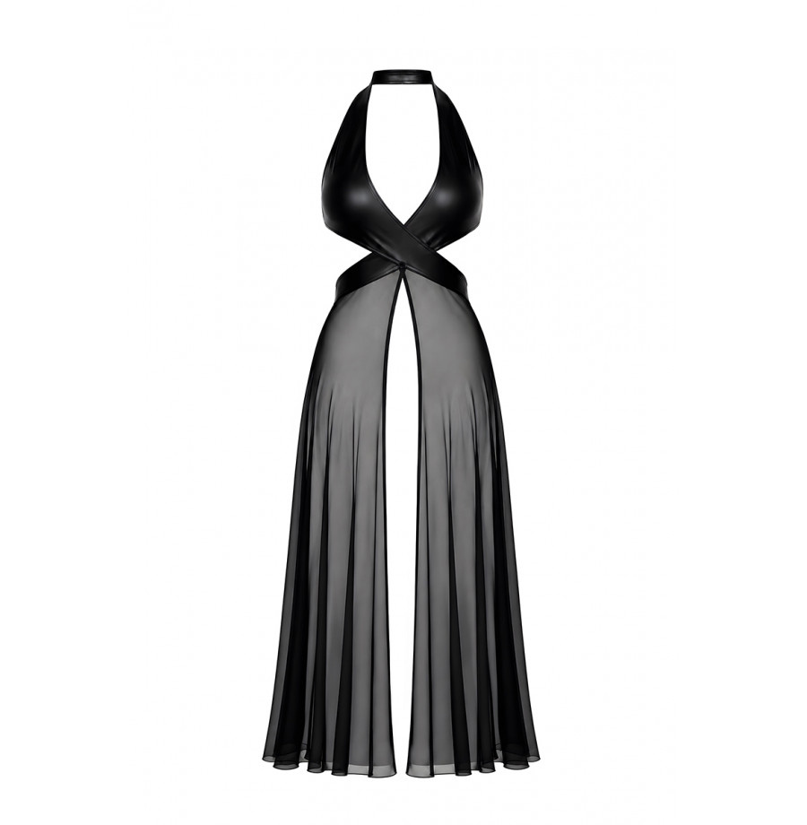 Robe longue fendue Do not Disturb F412 - Noir Handmade