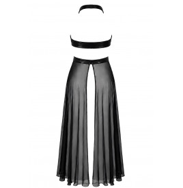 Robe longue fendue Do not Disturb F412 - Noir Handmade