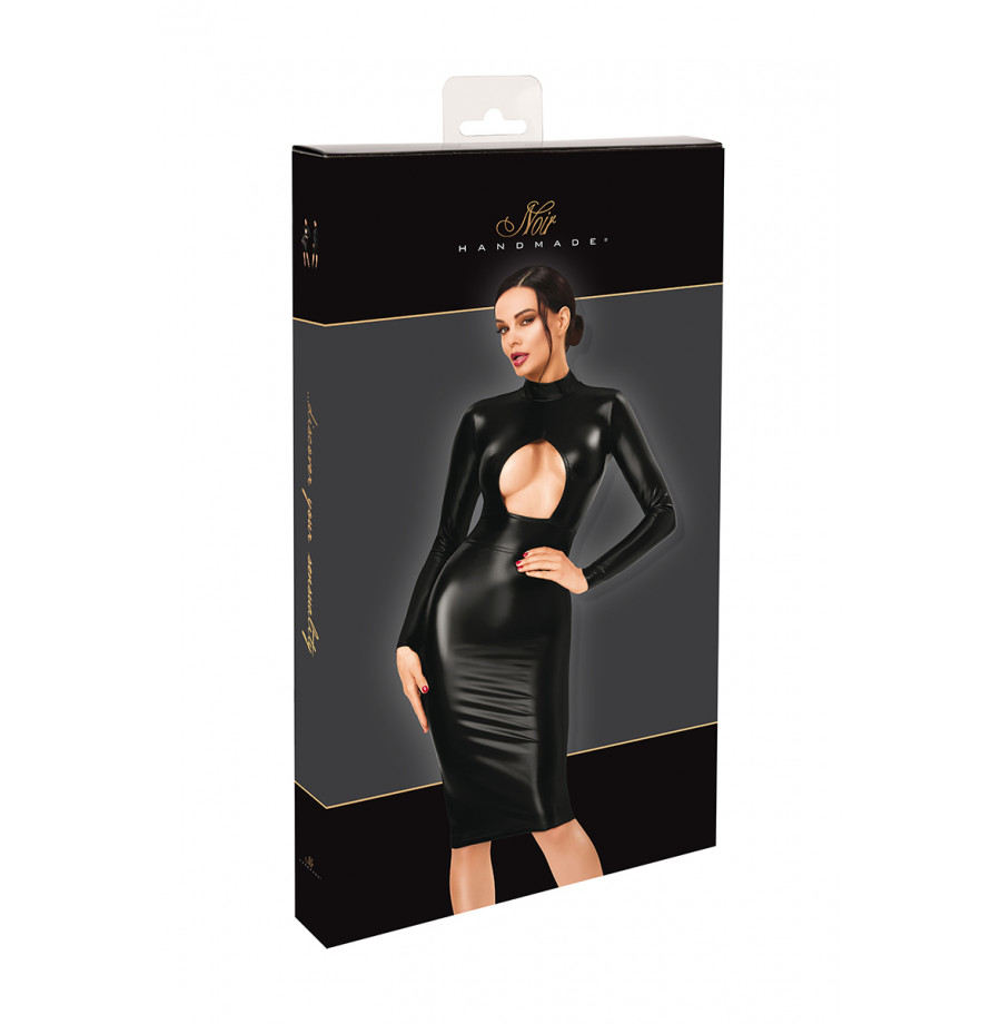 Robe mi-longue Dark Affair F401 - Noir Handmade