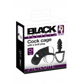 Cage à pénis avec plug anal - Black Velvets 