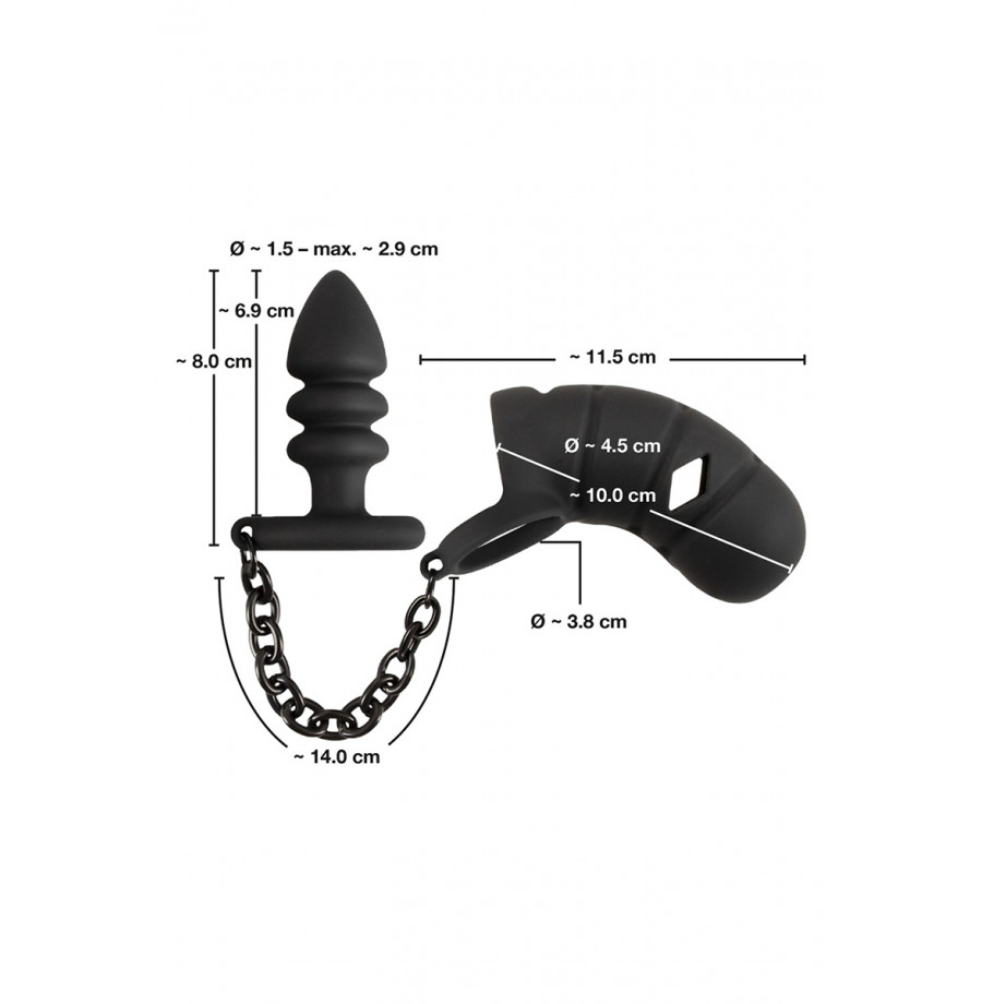 Cage à pénis avec plug anal - Black Velvets 