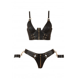 Ensemble bondage soutien-gorge et string noir - Cottelli Bondage