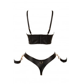 Ensemble bondage soutien-gorge et string noir - Cottelli Bondage